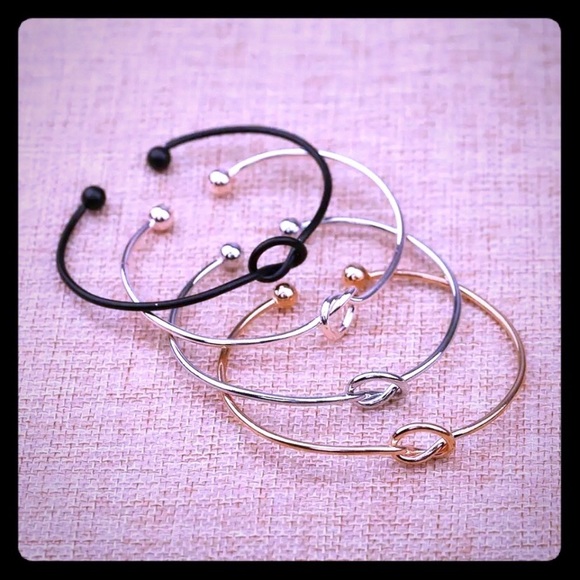 LAST ONE Gold Knot Cuff Bangle Bracelet - Picture 2 of 6